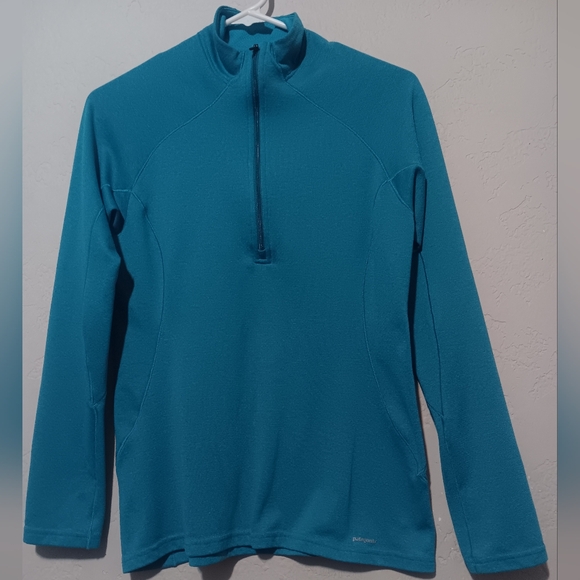 Patagonia Capilene 3 Women 1/4 Zip Baselayer Performance Sz S/M Blue Green - Picture 1 of 12